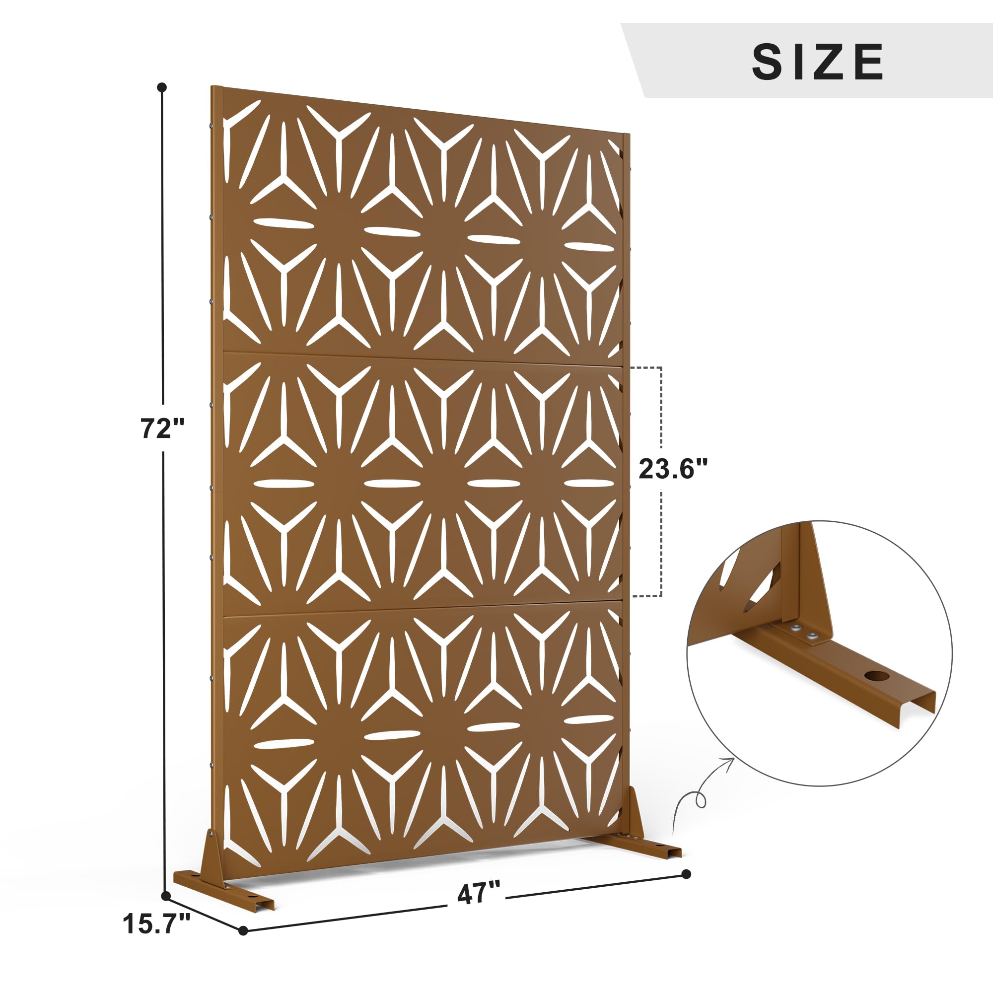 Brise-vue Décoratif D'extérieur Avec Support, Sans Creusement, Clôture D'intimité Pour Salle De Conférence Et Balcon, Cour, Terrasse, Jardin (acier