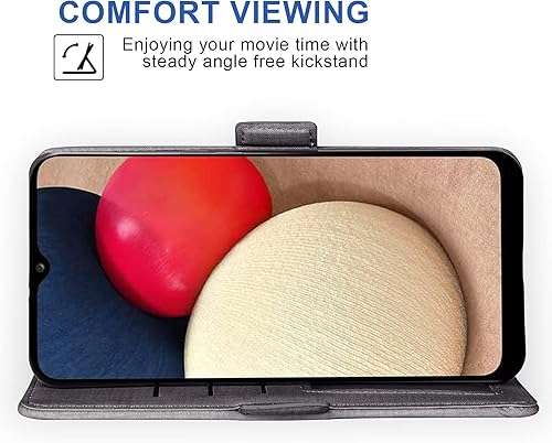 Miniatura 4 de Asuwish Funda compatible con Samsung Galaxy A02s, protector de pantalla de vidrio templado y funda de piel con tapa para tarjetero, fundas para