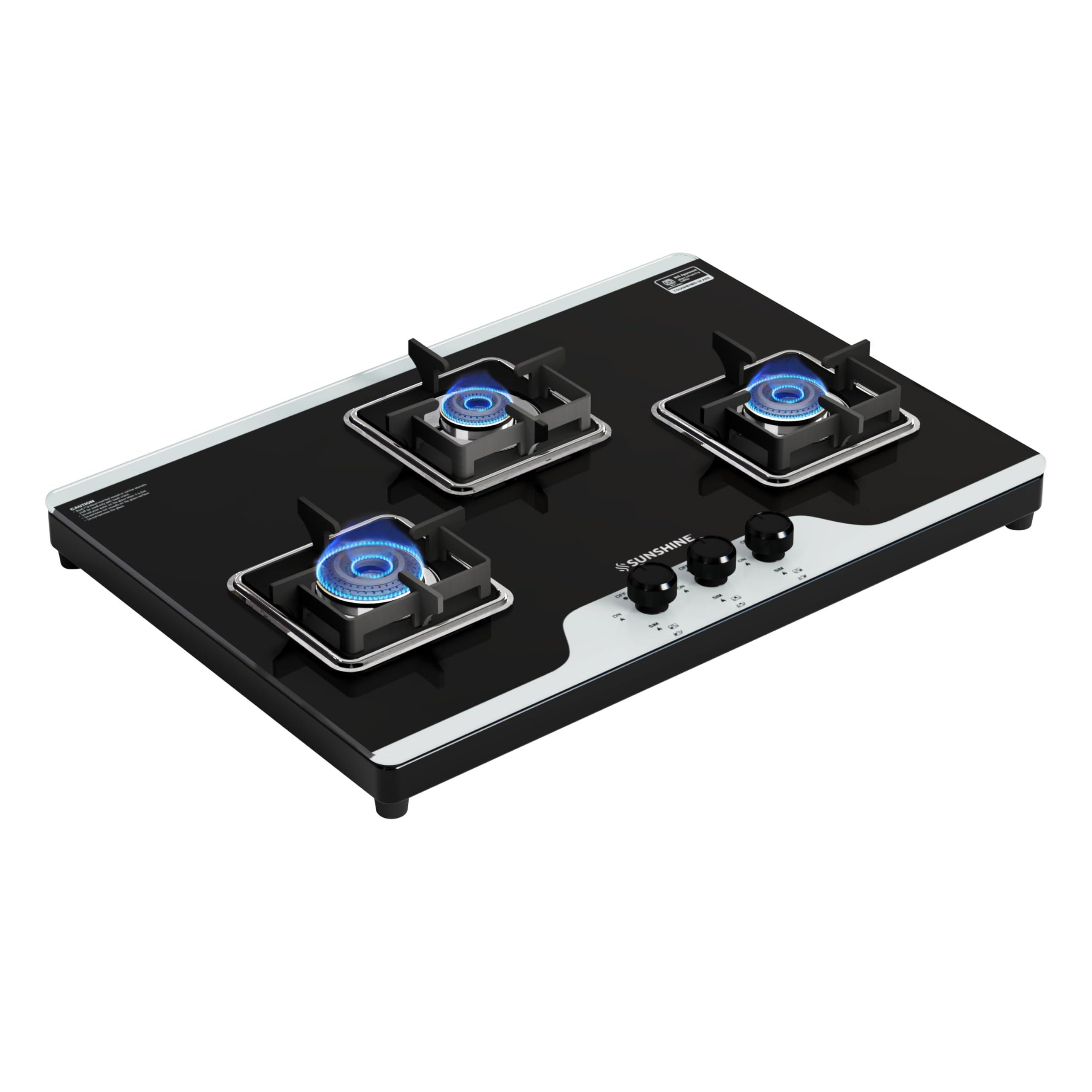 Sunshine Crystal 3 Burner | 3 Burner Glass Gas Stove | Hob Top Cooktop | Tempered Glass, 360° Rotating Brass Gas Nozzle | Manual Ignition | LPG Ready & PNG Compatible (Premium - Dual)-image-26