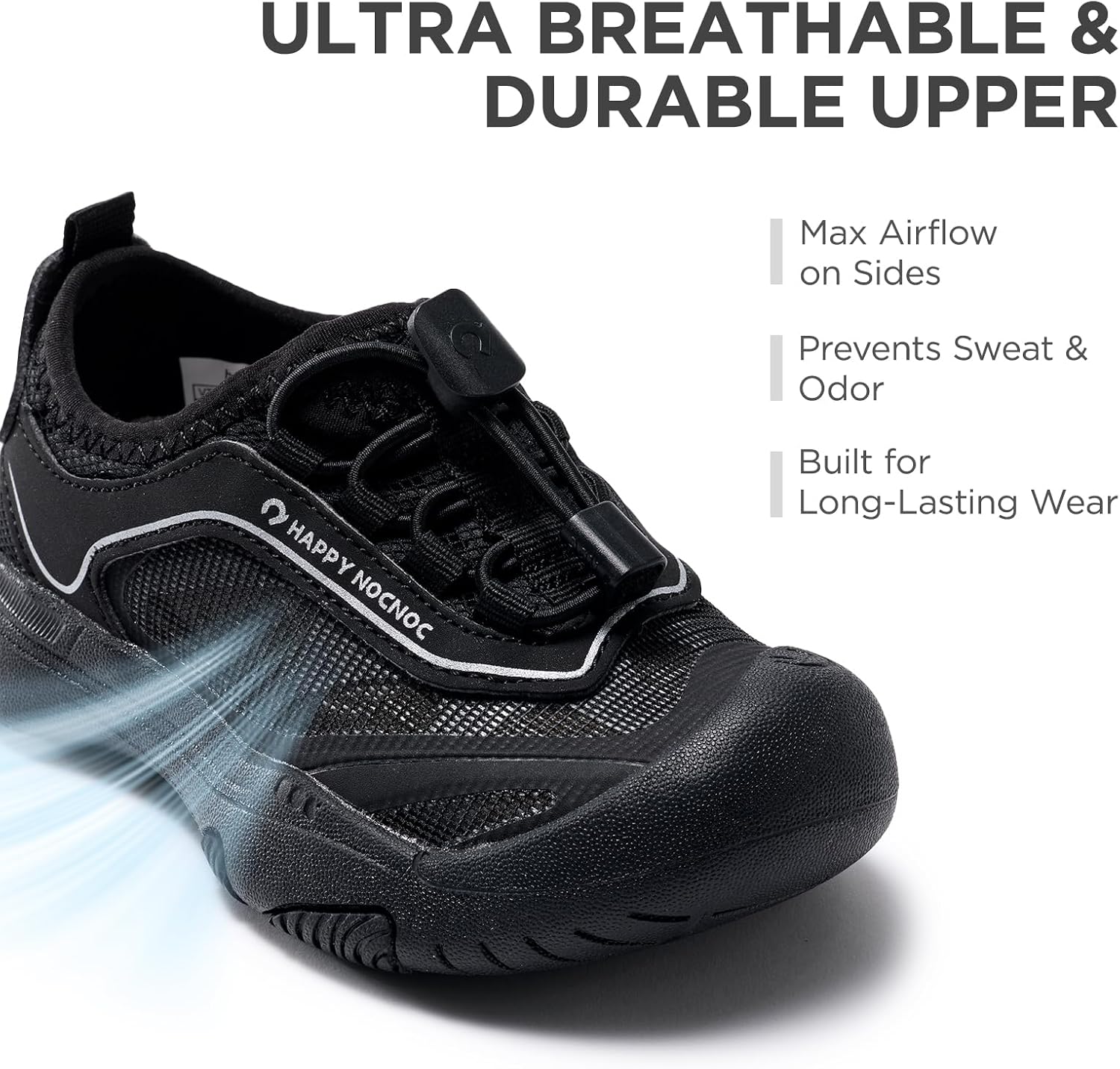 HAPPY NOCNOC Kids Shoes, Boys and Girls Sneakers with Self-Developed High-Breathability Tech Fabric, Quick-Dry Water-Friendly Non-Slip Shoes for Beach, River, Trail, and Outdoor Activities