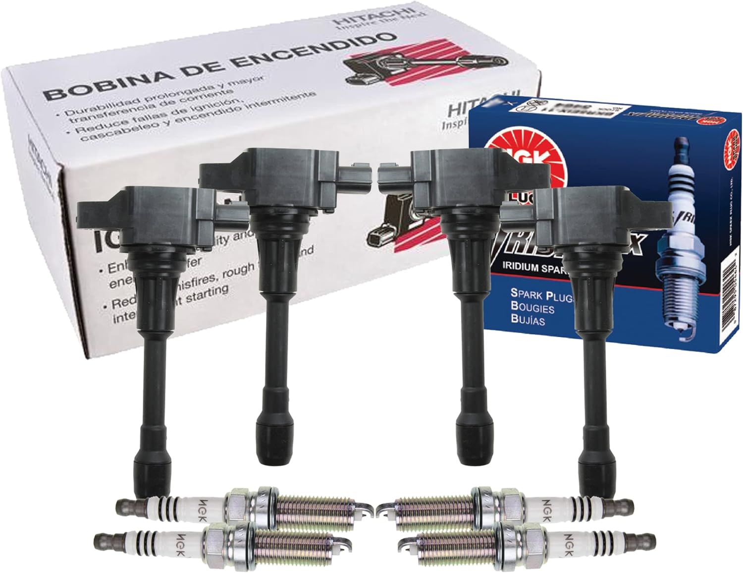 Astemo 4 Ignition Coils & NGK 4 Iridium IX Spark Plugs Kit For Nissan Suzuki 2.5 L4 D40
