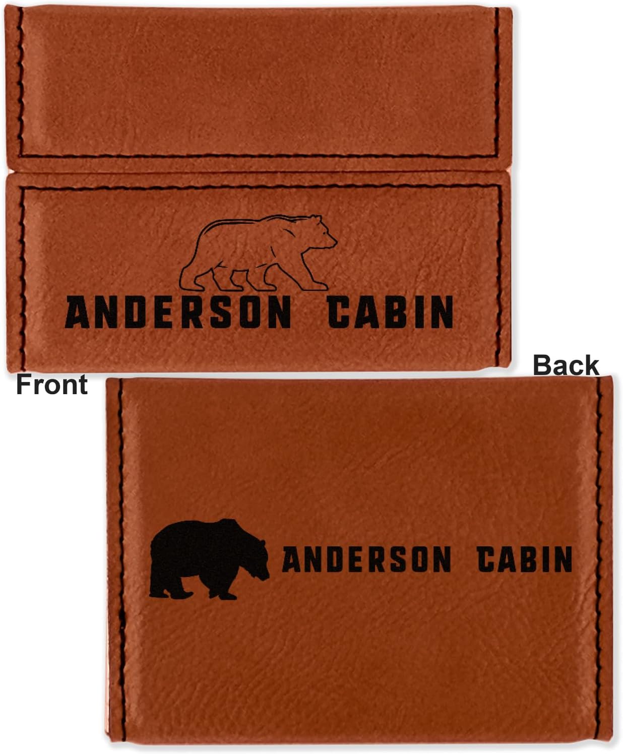 YouCustomizeIt Personalized Cabin Leatherette Business Card Holder - Double Sided