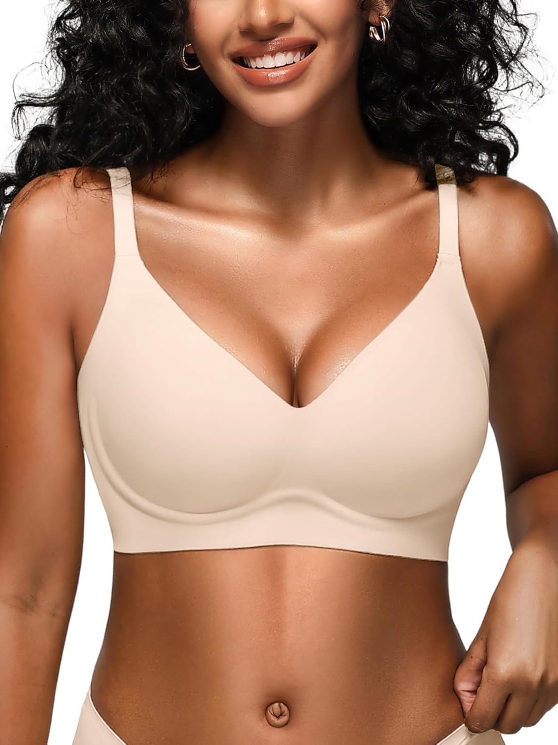 Jelly Bras for Women - S-2XL Seamless Wireless Padded Bralette with Support, Comfy Everyday T-Shirt Bra No Underwire