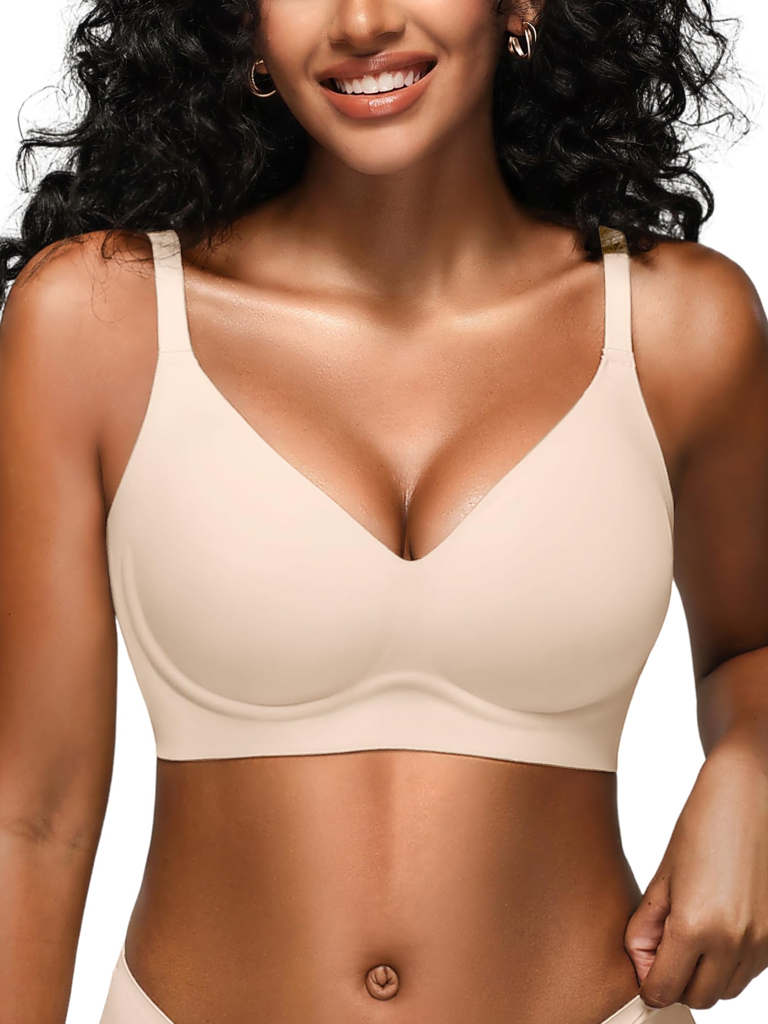 Jelly Bras for Women - S-2XL Seamless Wireless Padded Bralette with Support Comfy Everyday T-Shirt Bra No Underwire
