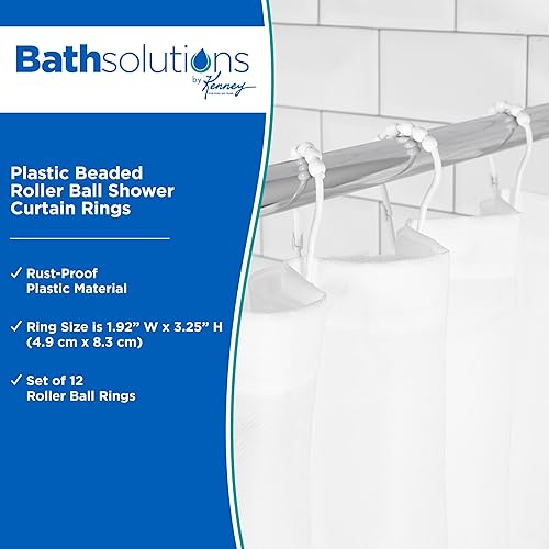 Miniatura 2 de Kenney KN67140 - Anillos de cortina de ducha con cuentas de plástico deslizantes inoxidables para cortina de ducha y barra de cortina de ducha