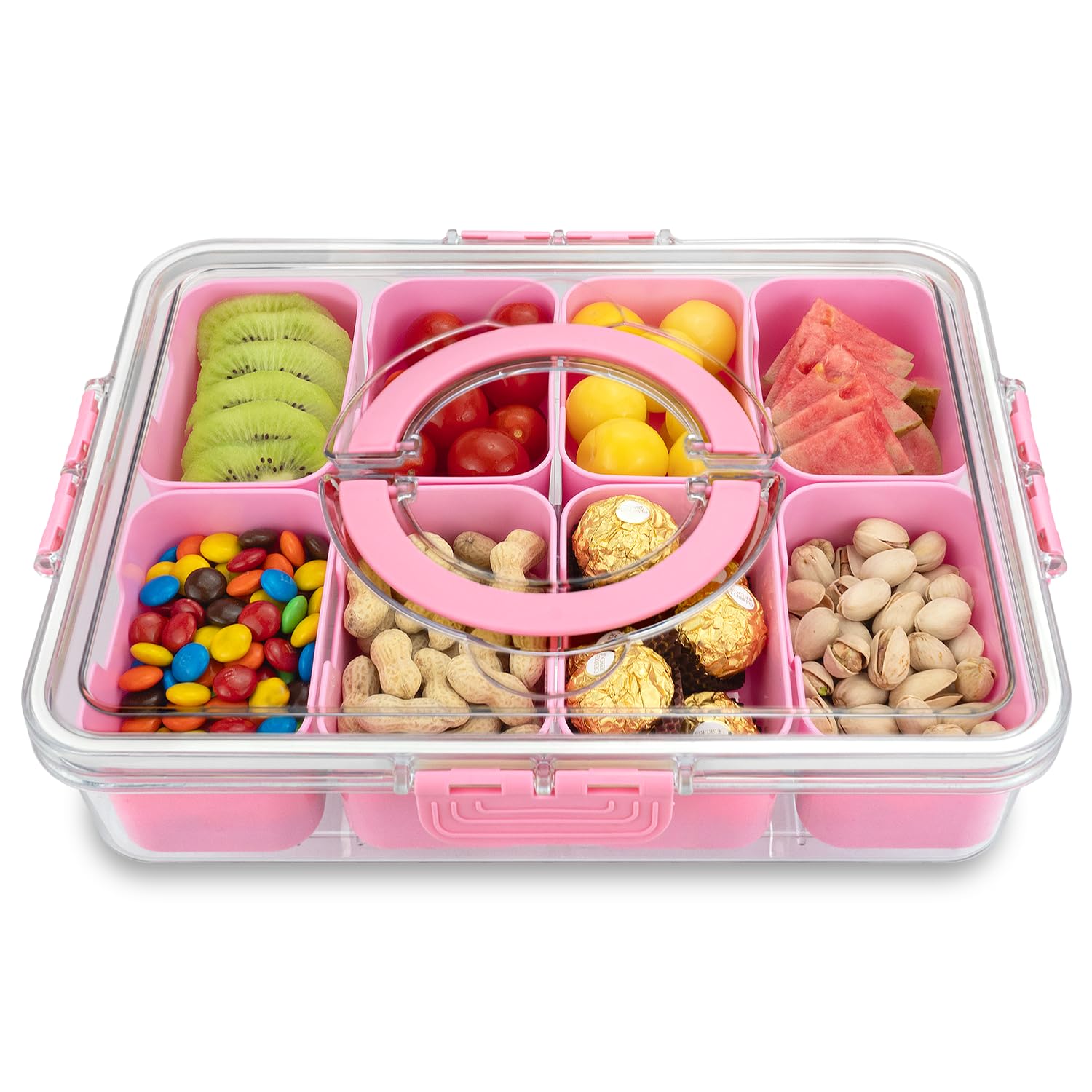 Divided Snack Tray With Lid and Handle