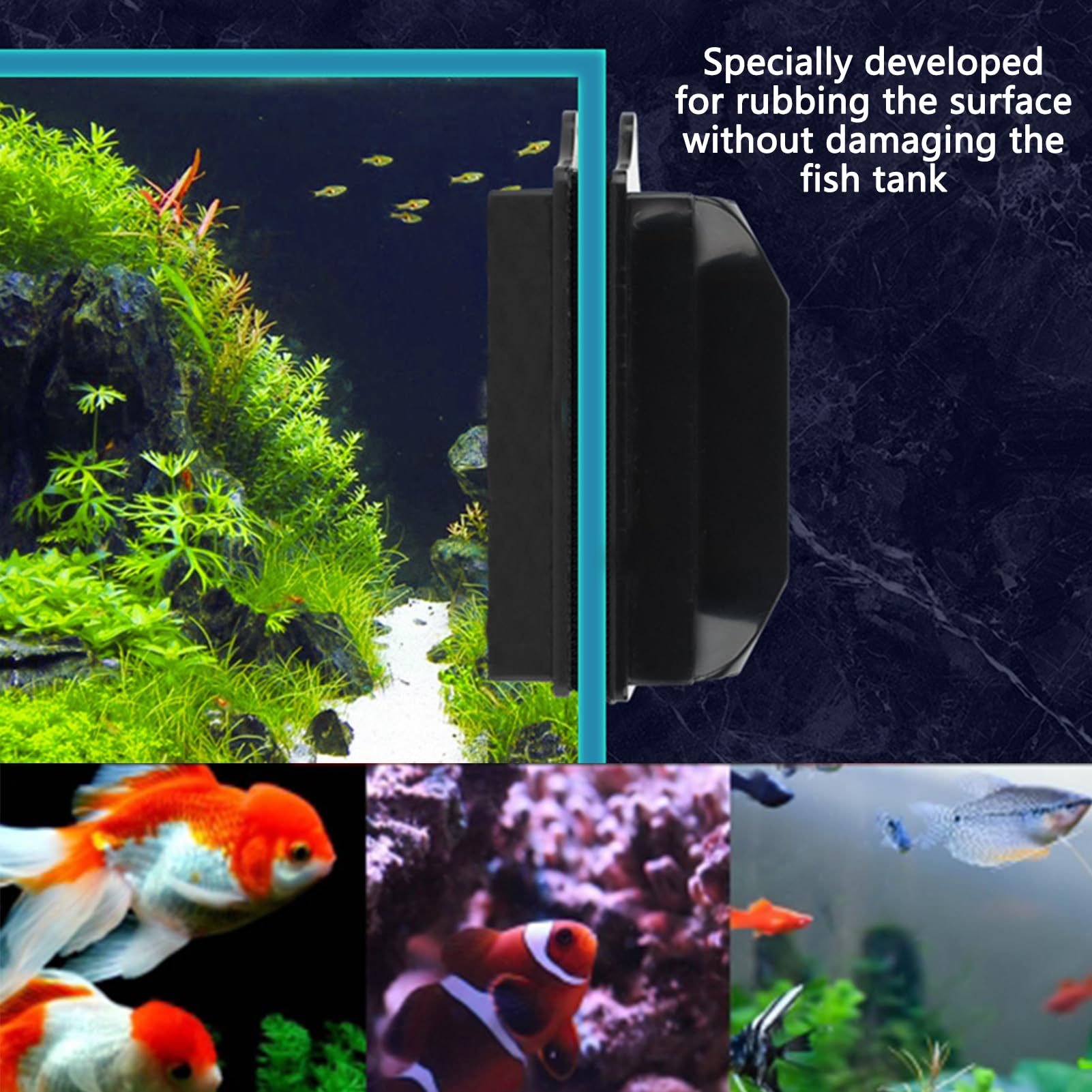 Aimant d'aquarium, nettoyant pour vitres, brosse magnétique, accessoire d'aquarium pour 0,5 cm d'épaisseur
