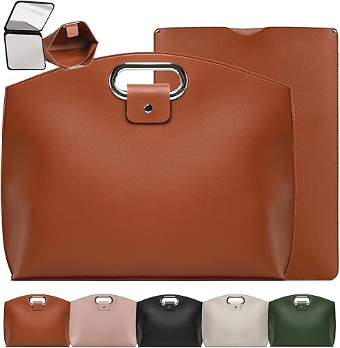 El juego de 2 piezas sofisticado juego de portátil y bolso de cuero impermeable para negocios, bolso de trabajo resistente al agua para mujeres