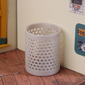 Dollhouse Mini Storage and Laundry Basket, Gray, 112 Scale, Plastic Bathroom Laundry Accessory
