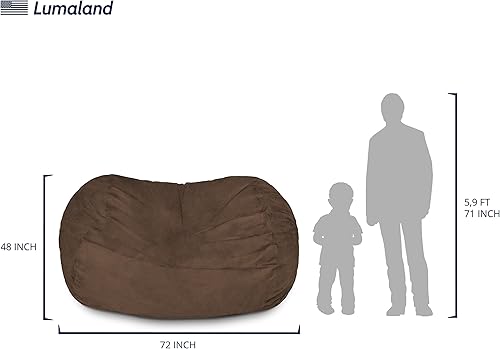 Miniatura 3 de Lumaland - Lujoso puf gigante de 1,8 m con funda de microgamuza, ultra suave, relleno de espuma, lavable, XL, para niños, adolescentes, adultos,