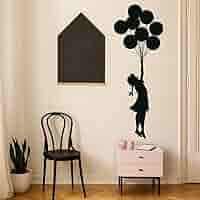 Adesivo Da Parete Banksy - Bambina Con Palloncino, Vinile Decorativo 25x54cm, Design Italiano - Foto 8