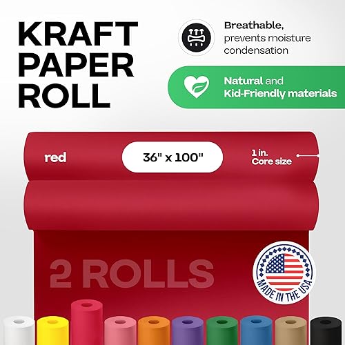 Vista 252 de Rollo de papel kraft marrón de 24 x 2160 pulgadas (180 pies), paquete de 4 – Papel de embalaje marrón hecho en Estados Unidos de 30 libras de grosor