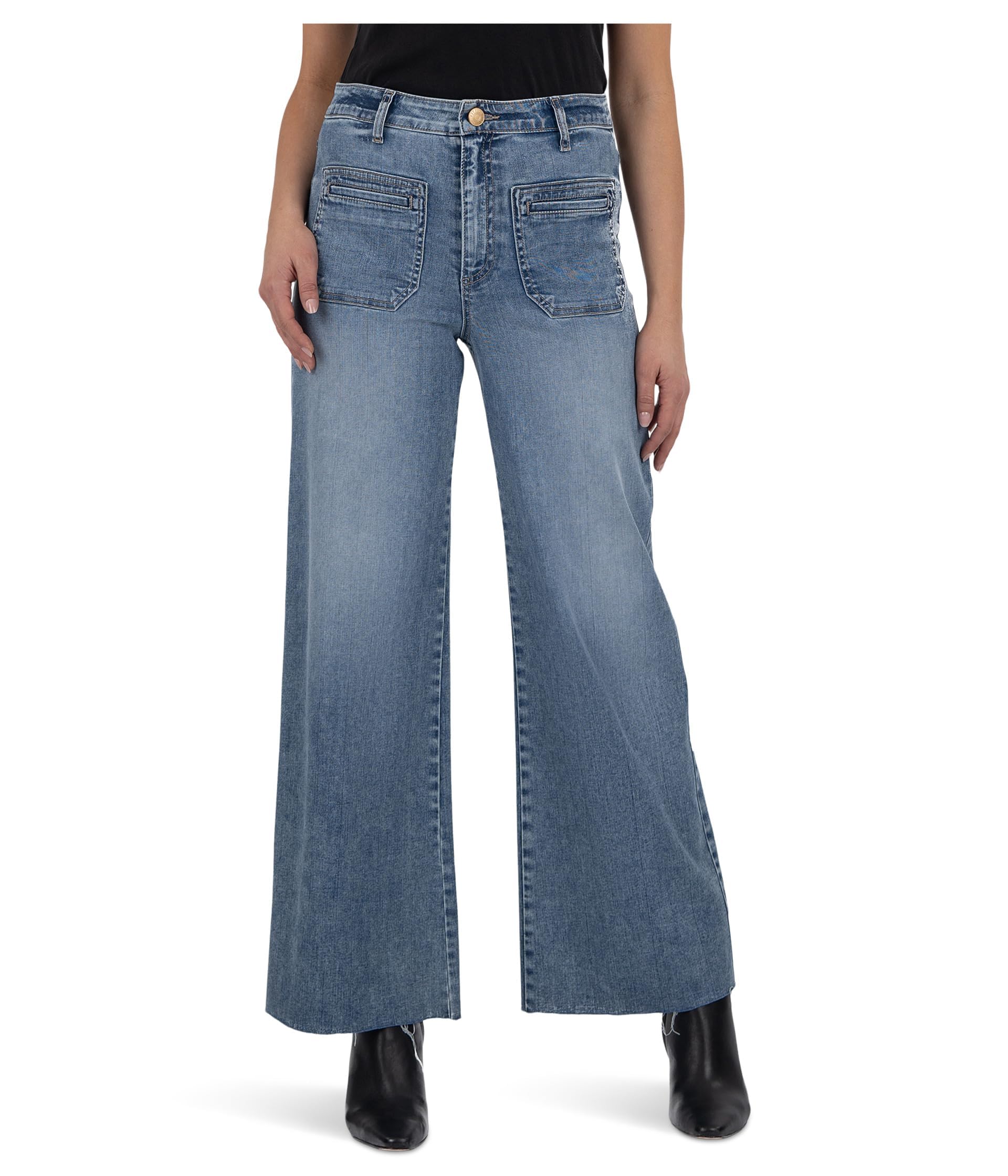 KUT from The Kloth Womens Meg High-Rise Wide Leg Patch Pocket