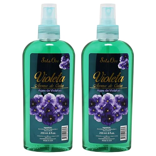 Sol de Oro Violeta Aroma de Cuba Agua de Violetas – Fragancia de agua violeta de Cuba 8oz 2 unidades