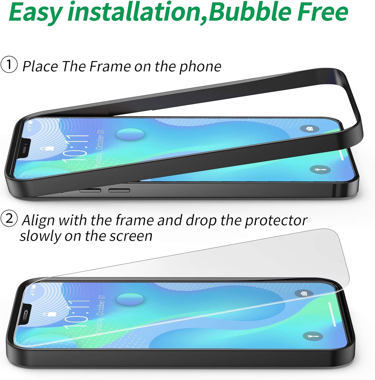 Deyooxi (3 Packs Screen Protector Compatible with iPhone 12 Pro Max,HD Clarity 0.25mm Tempered Glass Screen Protector (Guidance Frame Include),Full Coverage Protective Screen Film, Clear