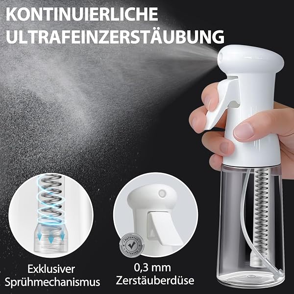 MRUN BONE Ultrafeine Sprühflasche mit kontinuierlichem Nebel - Tropffrei & Auslaufsicher, BPA-Frei & Wiederbefüllbar für Haarstyling, Pflanzen & Reinigung (200ml-transparente) - 2