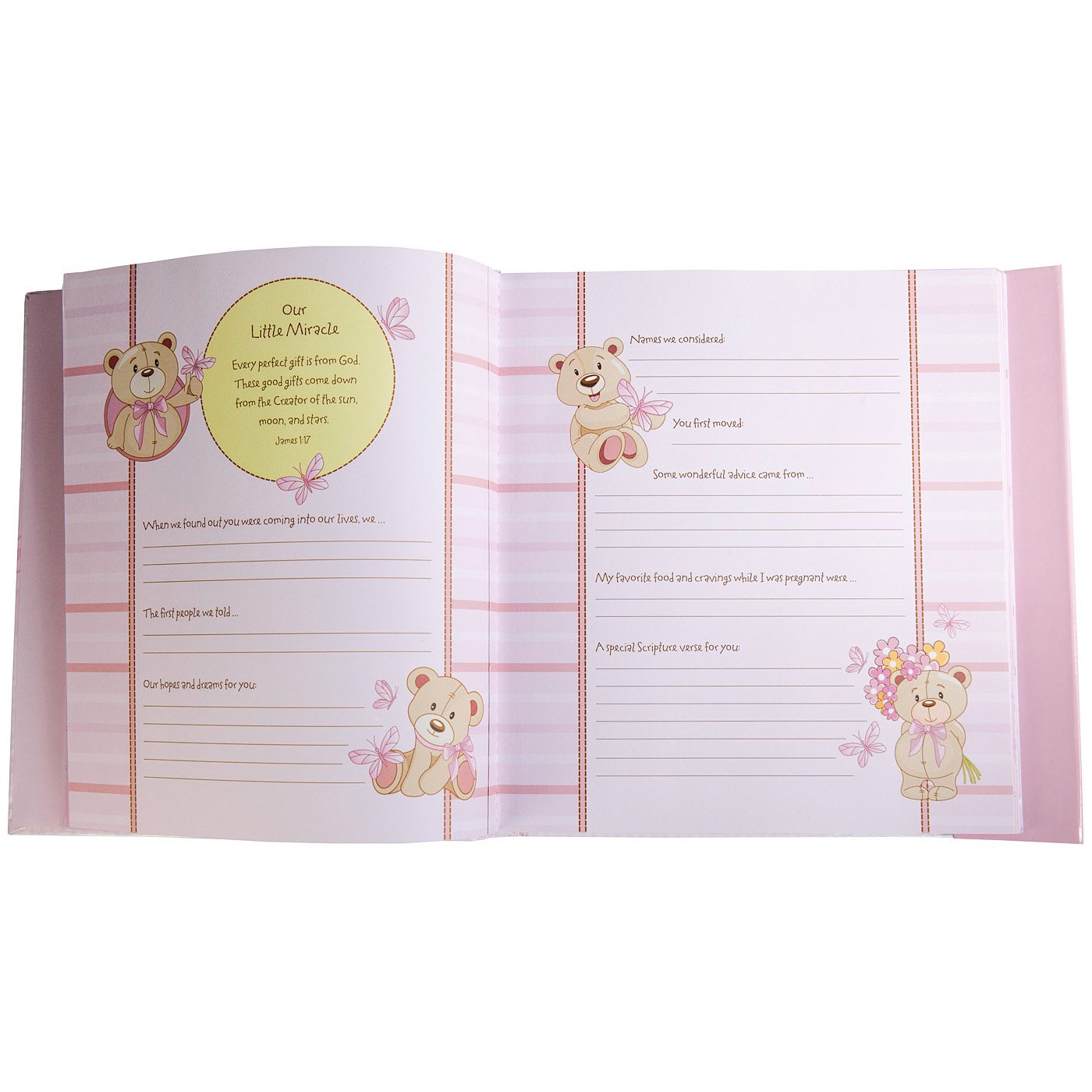 Christian Art Gifts Girl Baby Book of Memories Pink Keepsake Photo