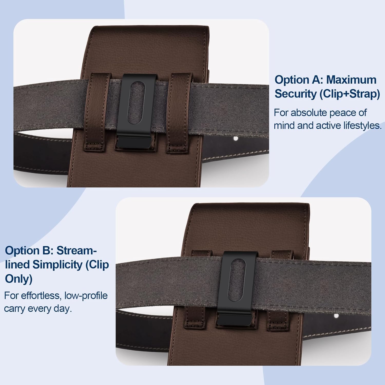 Leather Cell Phone Holster with Belt Clip Strong Magnetic Closure for iPhone Pro Max, Plus 17 16 15 14 13 12 16e, Samsung Galaxy Plus, FE S25 S24 S23 S22 S21, L-Coffee - Image 6