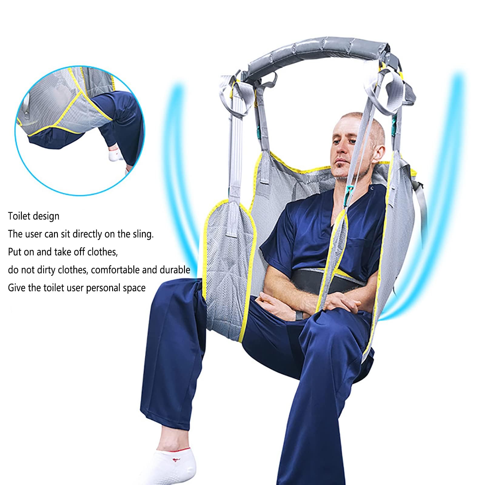 Eslinga de elevación para Pacientes con Transferencia Pesada, grúa de elevación para Ancianos, Eslinga de Ducha con piernas separadas para Pacientes para Levantar Eslinga de Transferencia Pesada