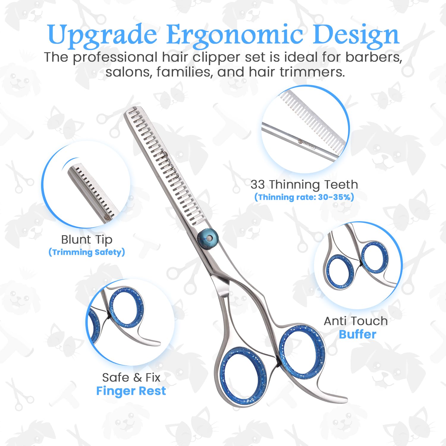 Professional Dog Grooming Scissors Kit Dog Scissors Set including Safety Round Tip - Image 4
