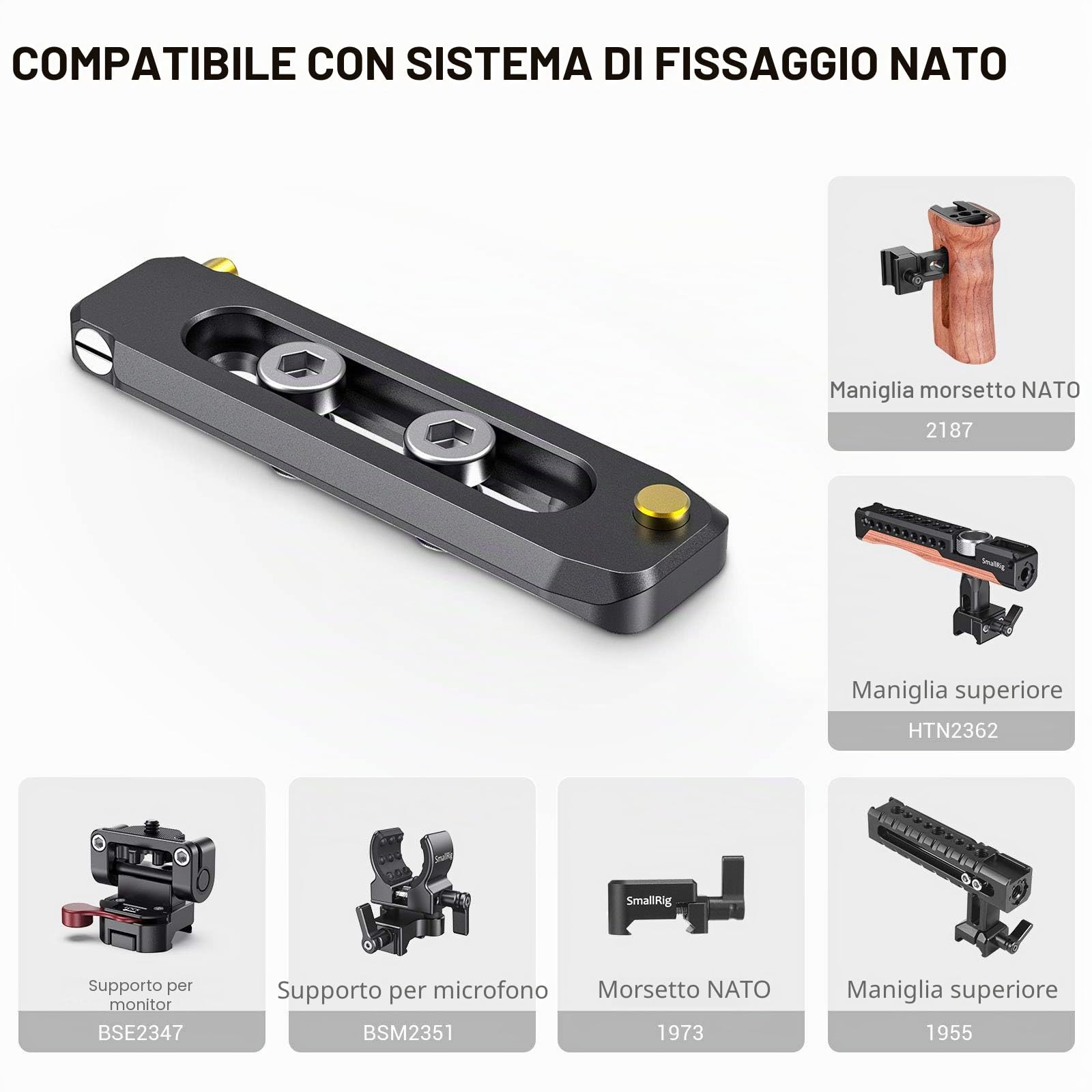 SMALLRIG Morsetto A Blocco Ferroviario Per Aste Da 15 Mm – Per Sistemi DSLR, RED E Gabbie – Modello 942, In Alluminio - 2