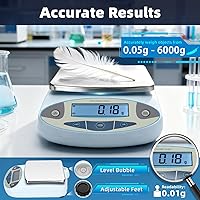 Vista 2 de Báscula de laboratorio de 211.64 oz x 0.00 oz, balanza analítica de 0.00 oz de alta precisión, báscula científica de gramos, balanza digital