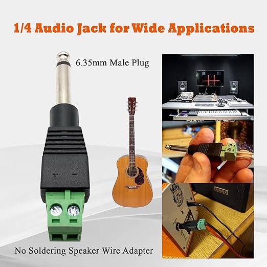 Adaptador de Conector 1/4 Jack TS Macho a 2 Pines Hembra con Bloque de Terminales miniatura 5
