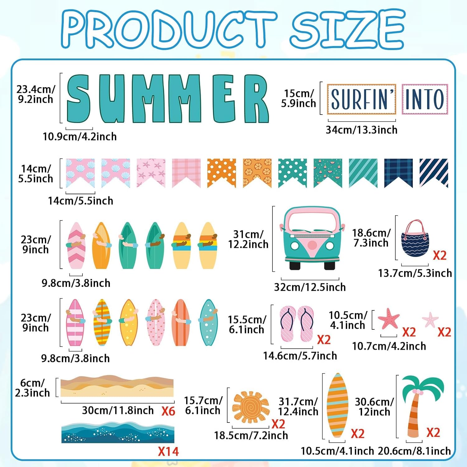 Summer Classroom Bulletin Board Decoration Set Summer Surfboard Surfing Bulletin Board Surfing Into Back to School Cutouts Hawaiian Ocean Beach Bulletin Boarders for School Classroom Wall Office Decor