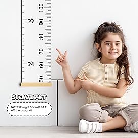 Kids Growth Chart Wall Hanging Baby Height Growth Chart Height Chart for Kids Removable Wall Decor for Kids Canvas Ruler Kids Measuring Chart for Wall Accurate Measurement Child Growth Chart (White)