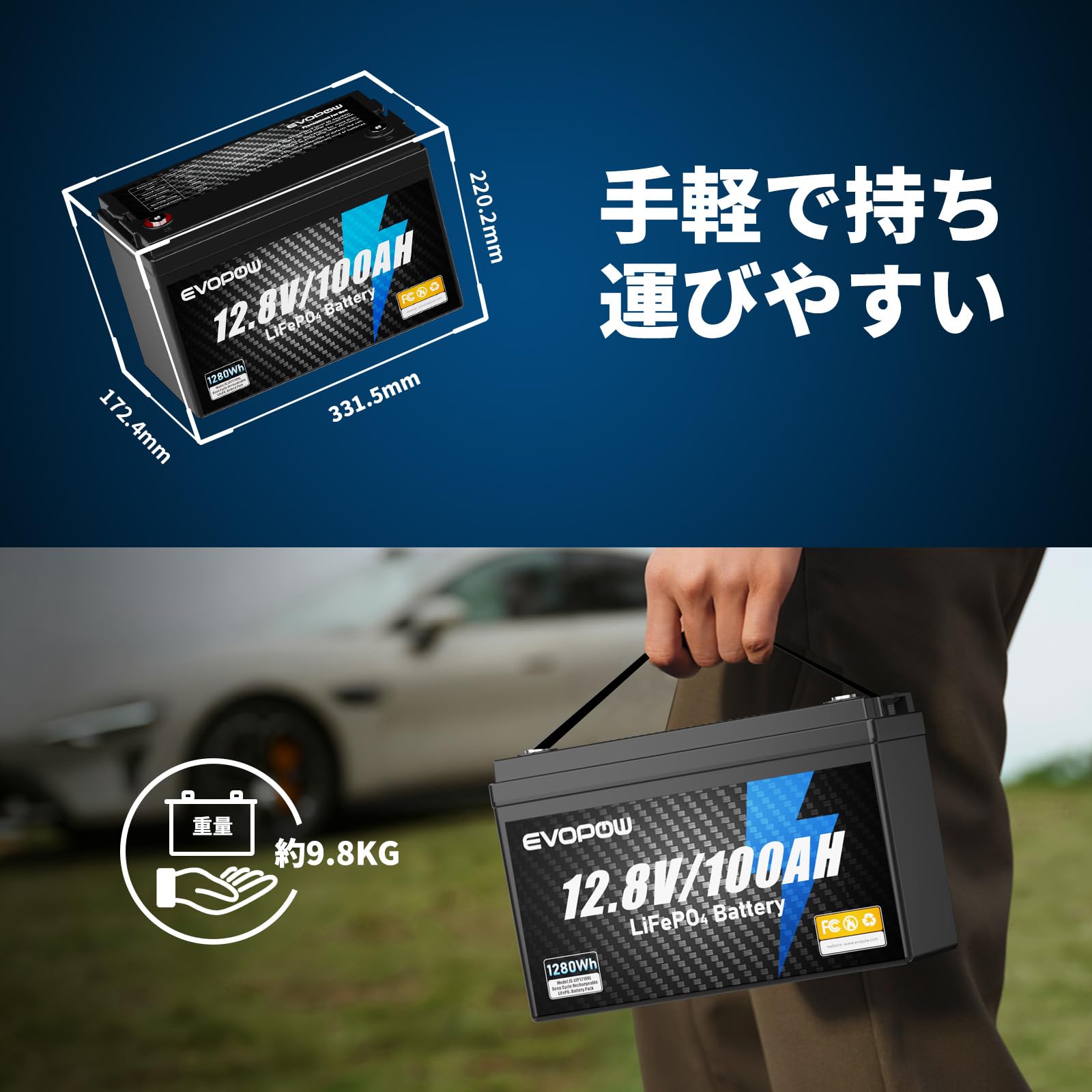 Amazon.co.jp: 12.8V 100Ah リン酸鉄リチウムイオンバッテリー 蓄電池