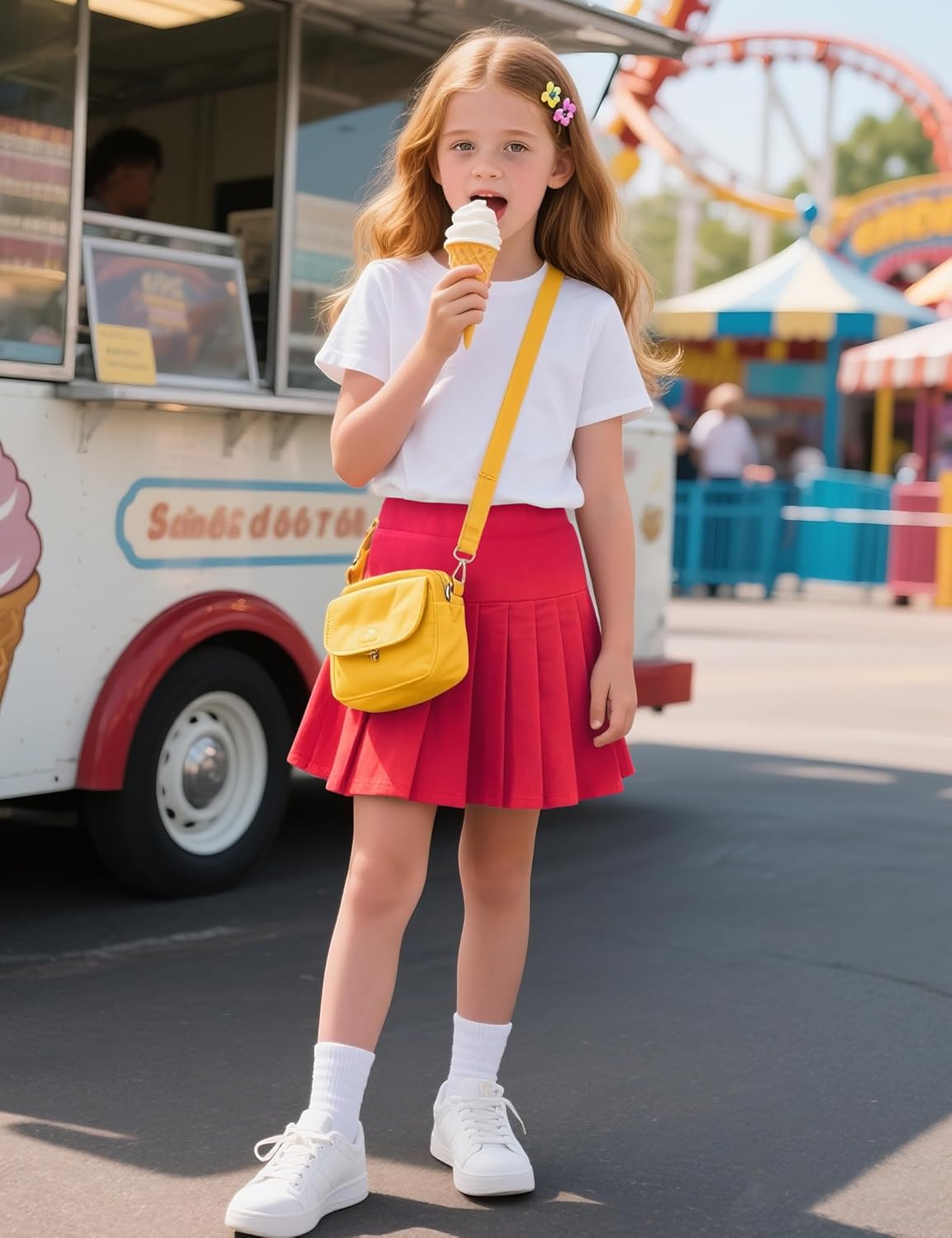 Girls Uniform Skirts Pleated Uniform Tennis Skort with Pockets for Toddler Girl 2-12 Years - Image 3