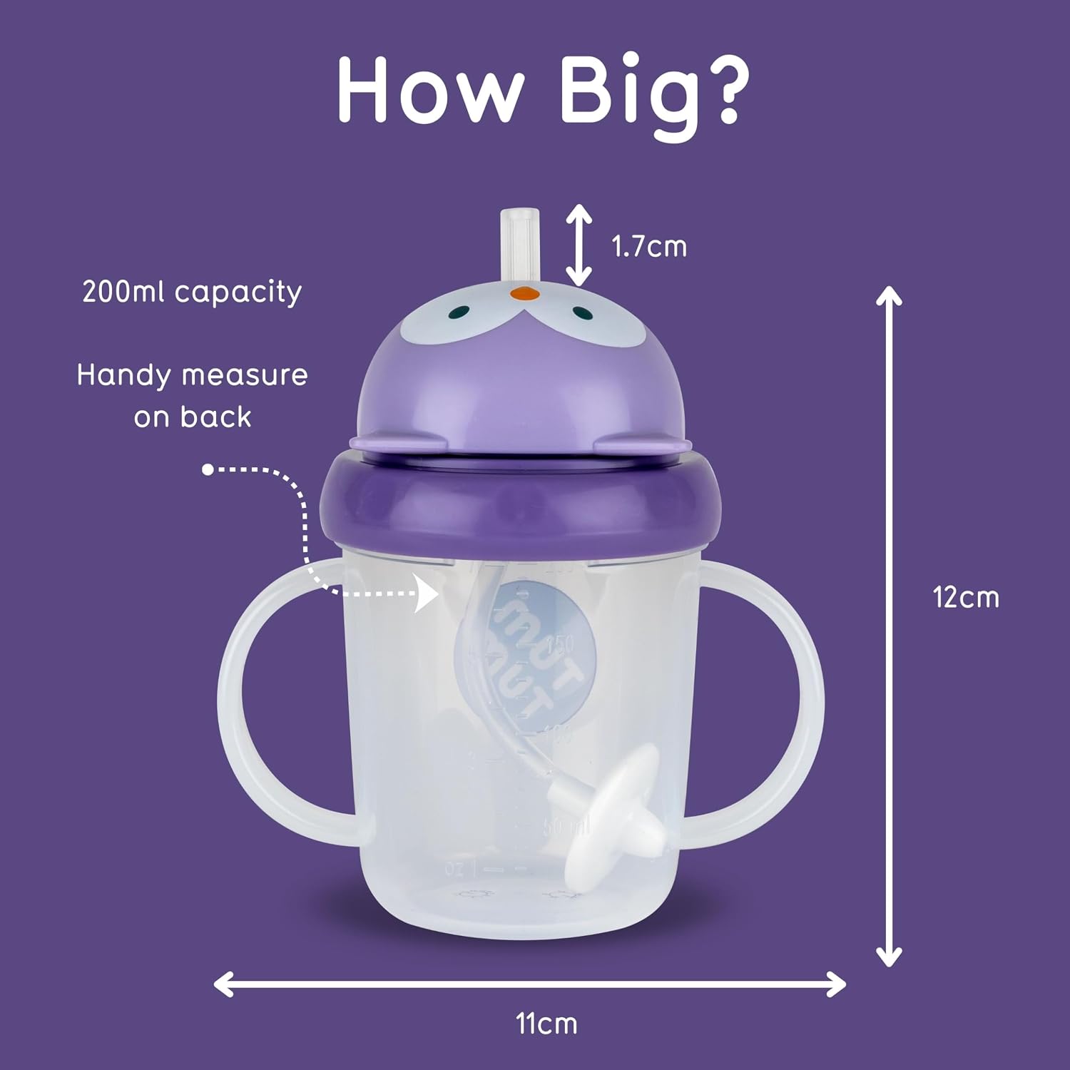 TUM TUM Tippy Up Free Flow Sippy Cup (No Valve), Sippy Cup for Toddlers, BPA Free (Olivia Owl 200ml)