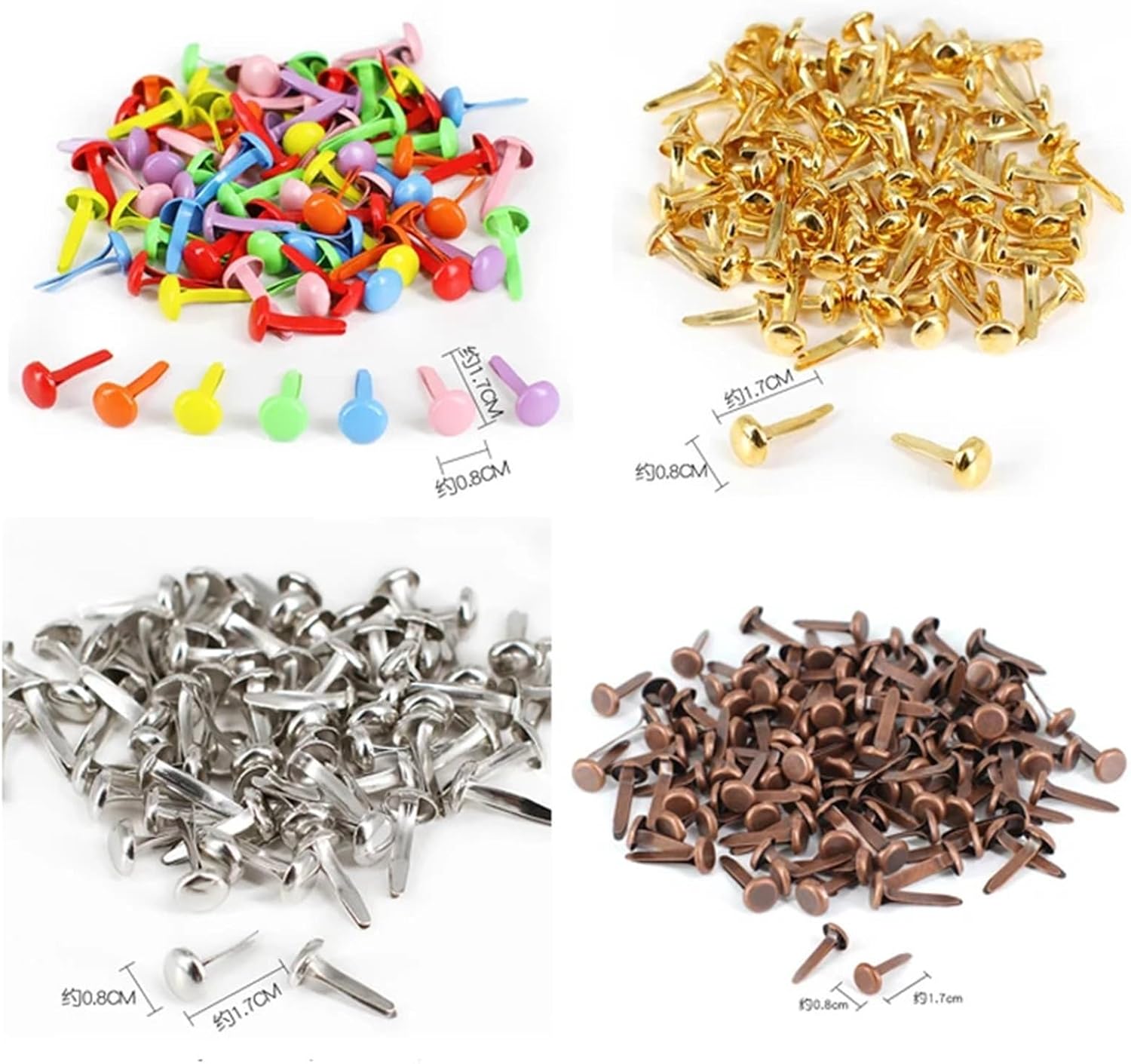 Fasteners for Crafts 800 Pcs Mix Pattern Round Metal Brads DIY Scrapbooking Crafts Accessories for Home Decor Embellishment Fastener Supplies(Gold)