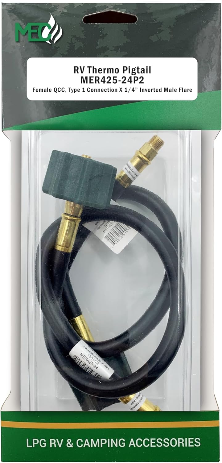 Marshall Excelsior MER425-24P2 Thermo Pigtail, 1/4" Inverted Flare X QCC - 24", Pack of 2