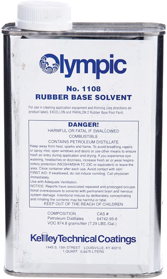 Kelley Technical Olympic Rubber Base Paint Thinner 1 Quart Swimming