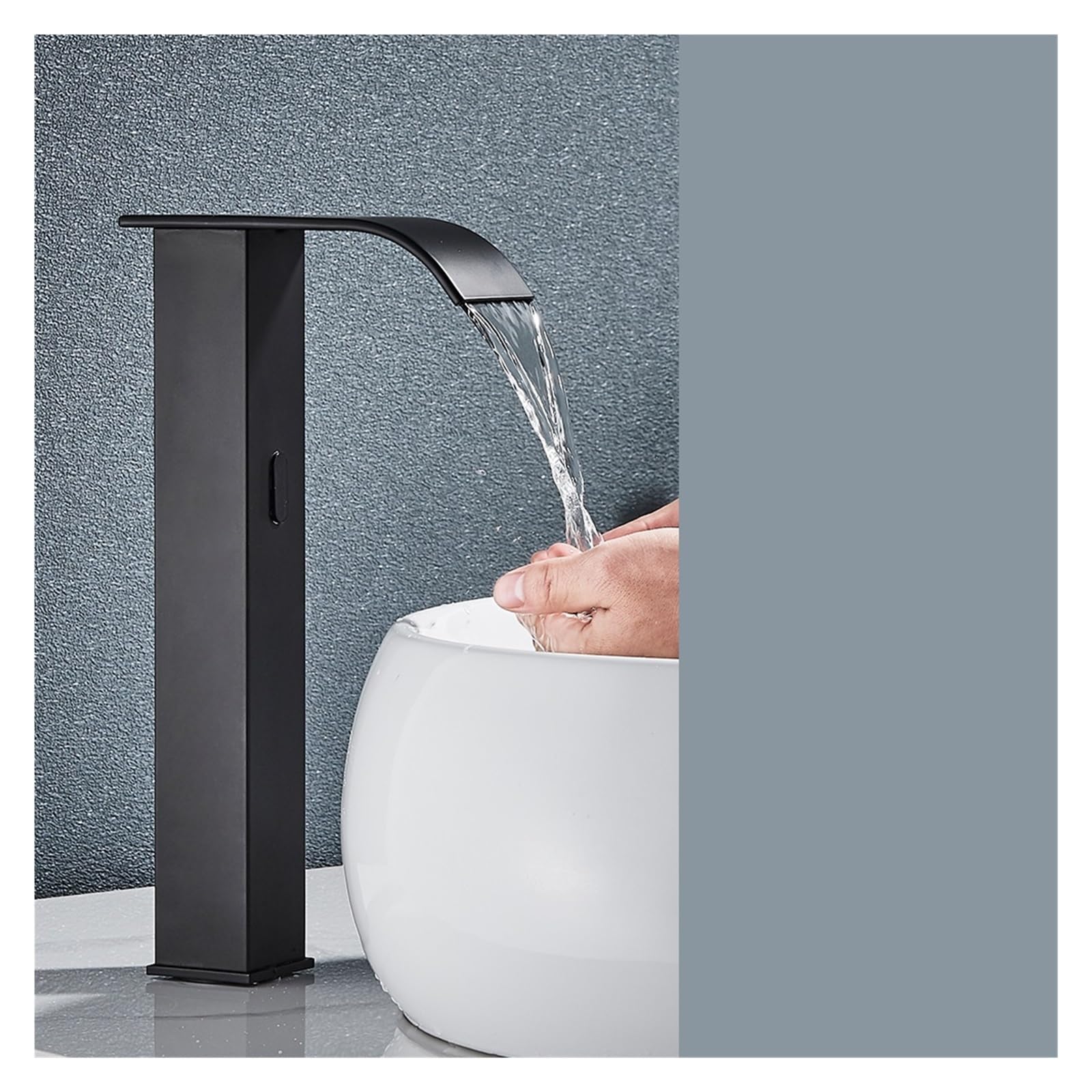 Robinet de lavabo à capteur noir automatique avec mitigeur eau chaude et froide