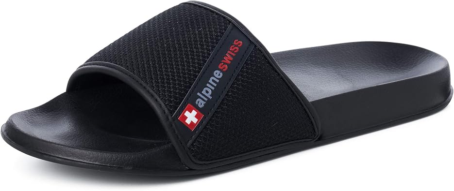 Alpine Swiss Athletic Slides For Men | Flip Flop Sandals House Shoes Slippers For Men | Comfortable Lightweight & Water Friendly | Casual Open Toe Slides