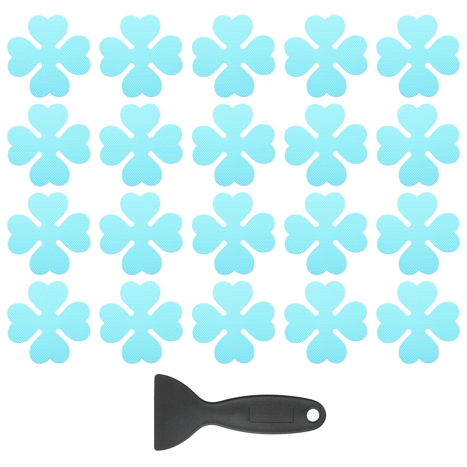 Autocollants de baignoire antidérapants et stickers douche bleu avec grattoir