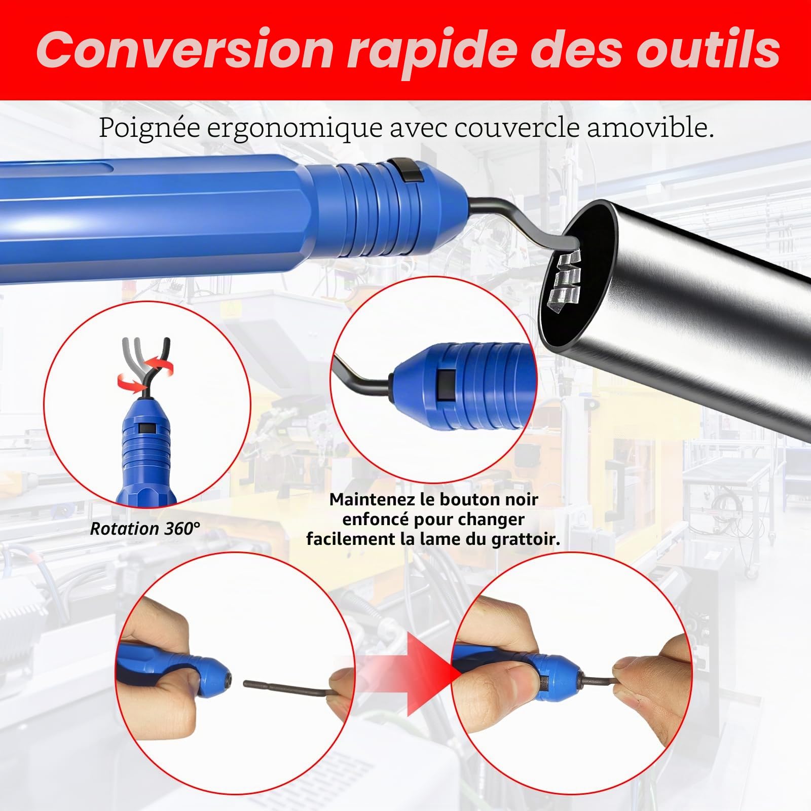 coupe tube à cliquet en acier cuivre 8-29 mm | coupe tube cuivre | coupe tuyau pour acier inoxydable PVC aluminium | avec 3 roulettes de rechange et outils d'ébavurage