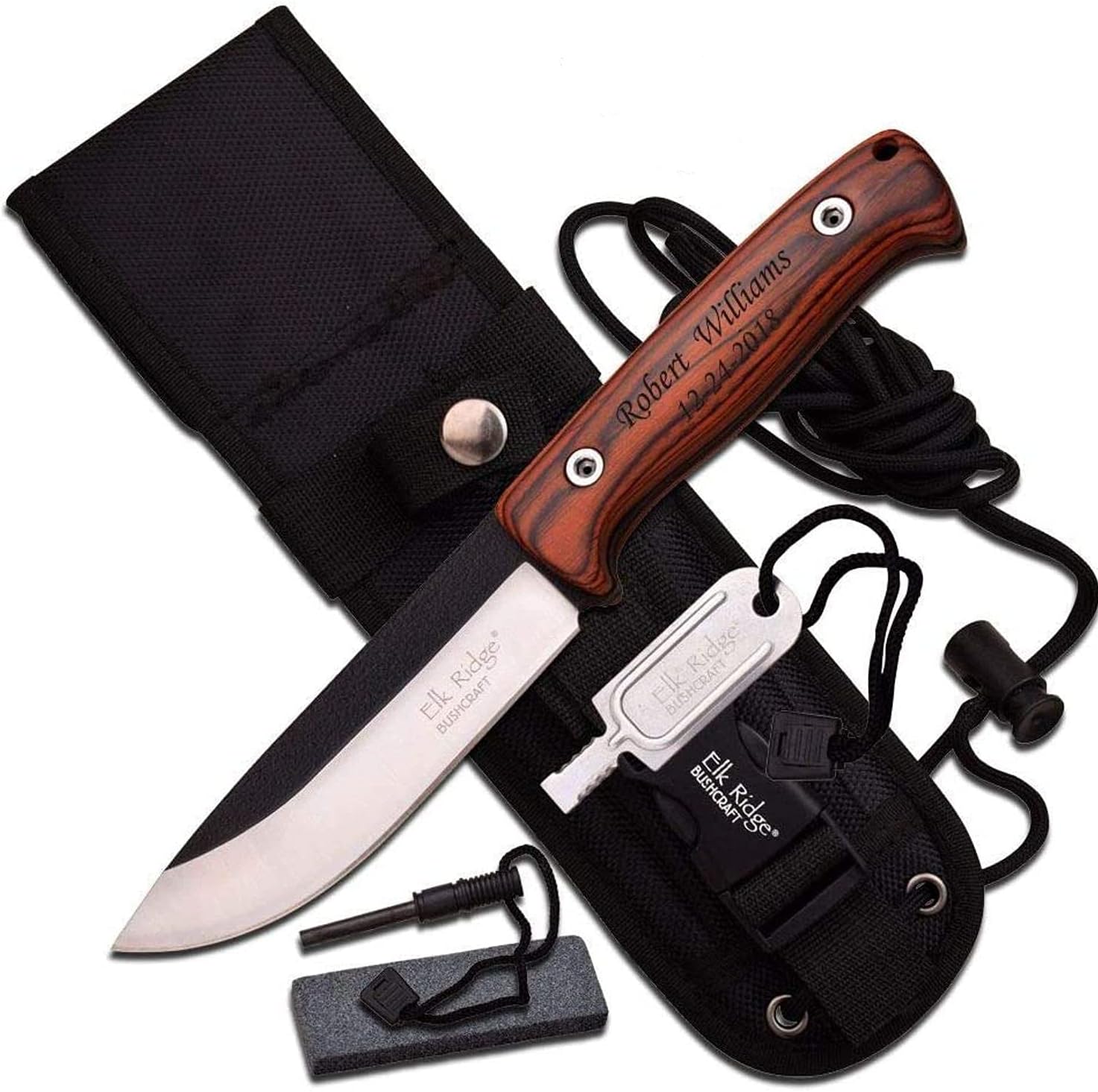 Free Engraving - Personalized Quality Elk Ridge Fixed Blade Knife