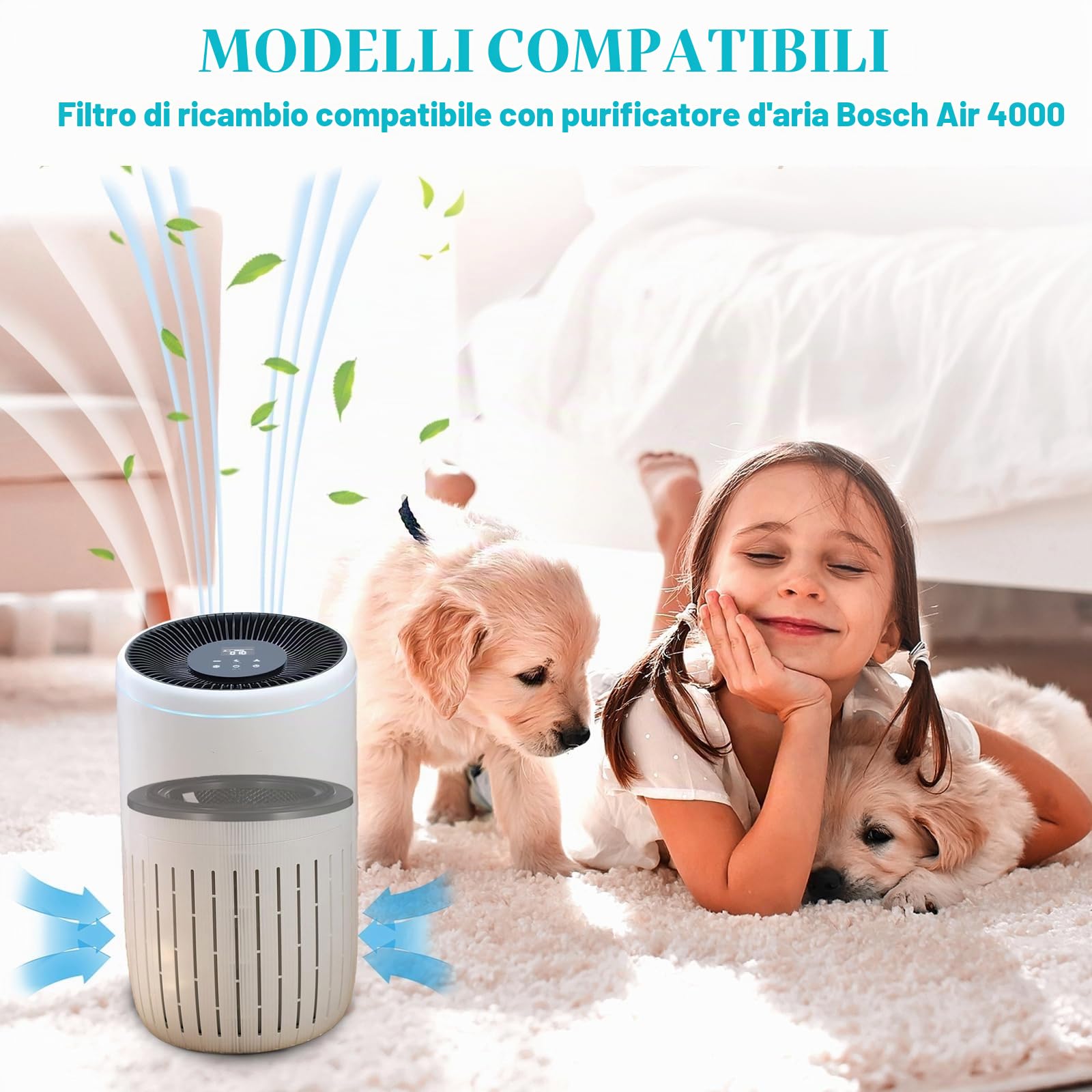 Filtro di ricambio Air 4000 per Bosch: filtro di ricambio per depuratore d'aria Bosch Air 4000, 3 in 1 H13 True HEPA con carbone attivo ad alta efficienza e prefiltro (2 pezzi)