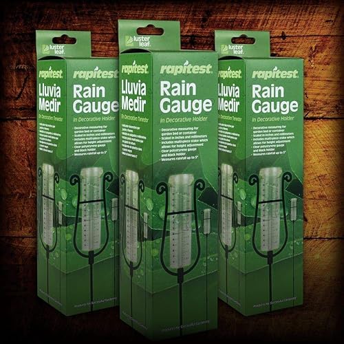 Miniatura 5 de Pluviómetro metálico en espiral y con poste de Luster Leaf (Rapitest 1646), Negro