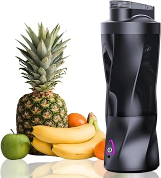 Portable Juicer Blender, USB Rechargeable Smoothie Maker with 6 Upgraded Blades and 6000mAh Battery, 700ml/24oz Capacity, Ideal for Smoothies, Protein Shakes, Travel and Office Black