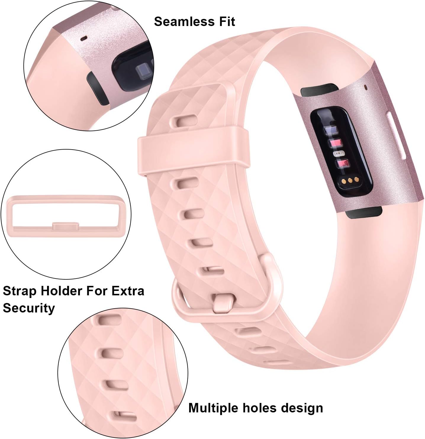 VANCLE Silicone Bands Compatible with Fitbit Charge 4 / Fitbit Charge 3 Bands for Women Men, Rose Gold Silver Sport Wristbands for Fitbit Charge 4 / Fitbit Charge 3/Fitbit Charge 3 SE
