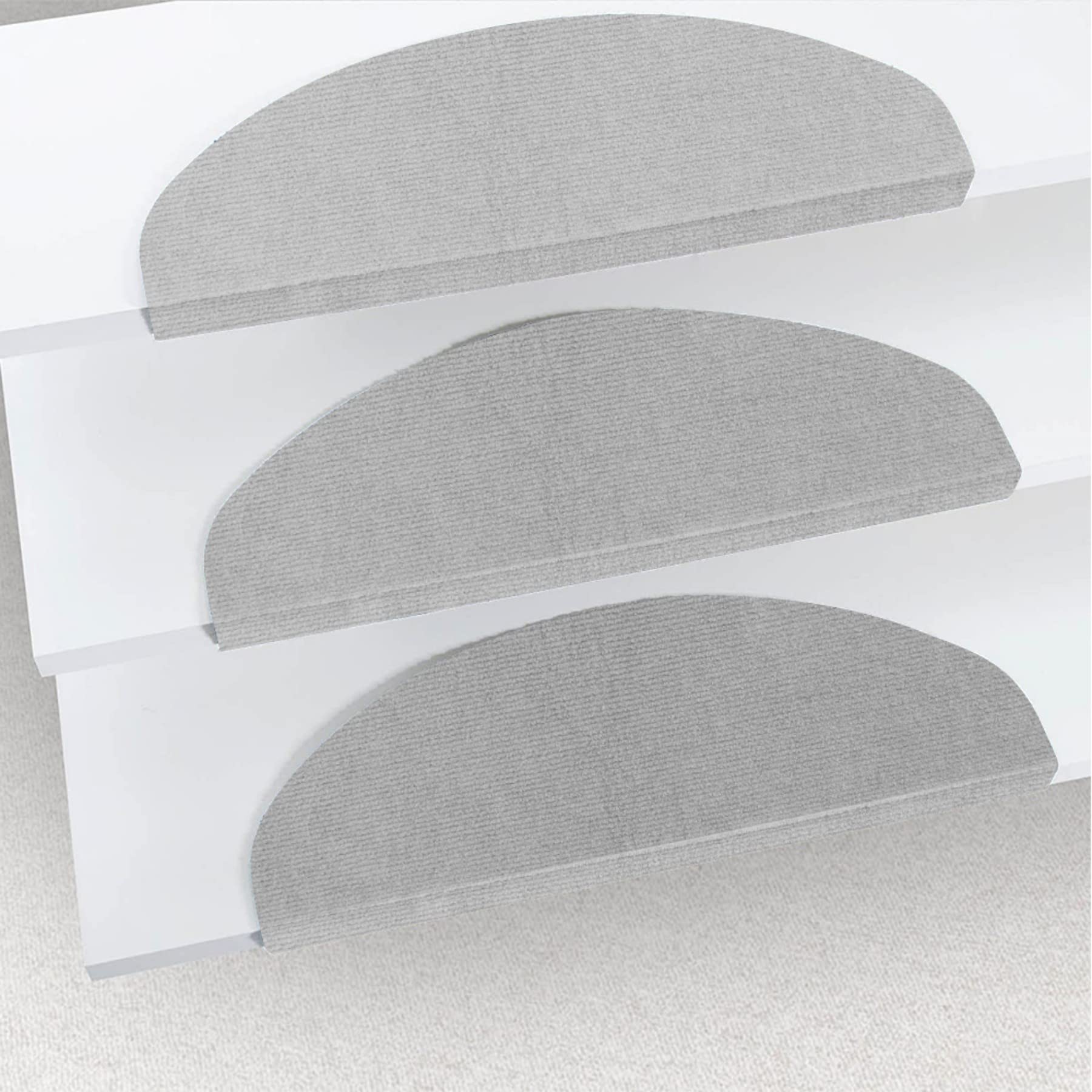 RELOVE Set di 15 tappetini per Scale, Misura Grande, Antiscivolo, autoadesivi per Interni,Tappetini per gradini, semicircolare o Rettangolare, Resistenti e Facili da Pulire, per Interni