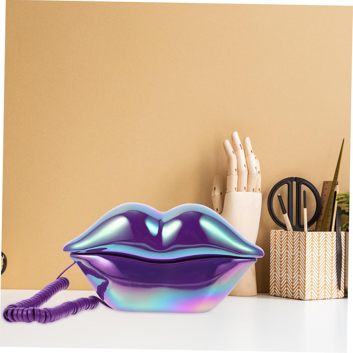 DOITOOL Lip Phone Decoration Retro Pink Novelty Lip-Shaped Desk Decor for Home and Office