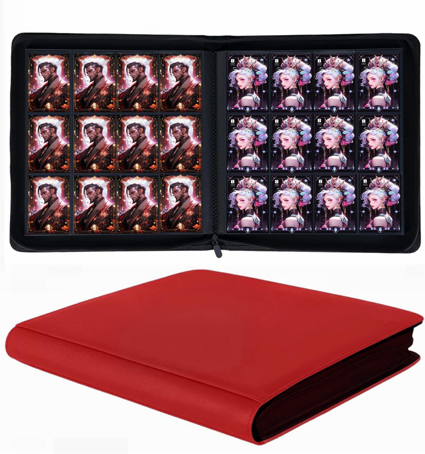 900 Pockets Basketball Trading Card Binder, Card Binder Album Folder with 50 Top-Loading Page Sleeves, 9 Pocket Card Binder for Game Cards, Sports Cards, Baseball Cards Black (9 Pocket, Basketball)