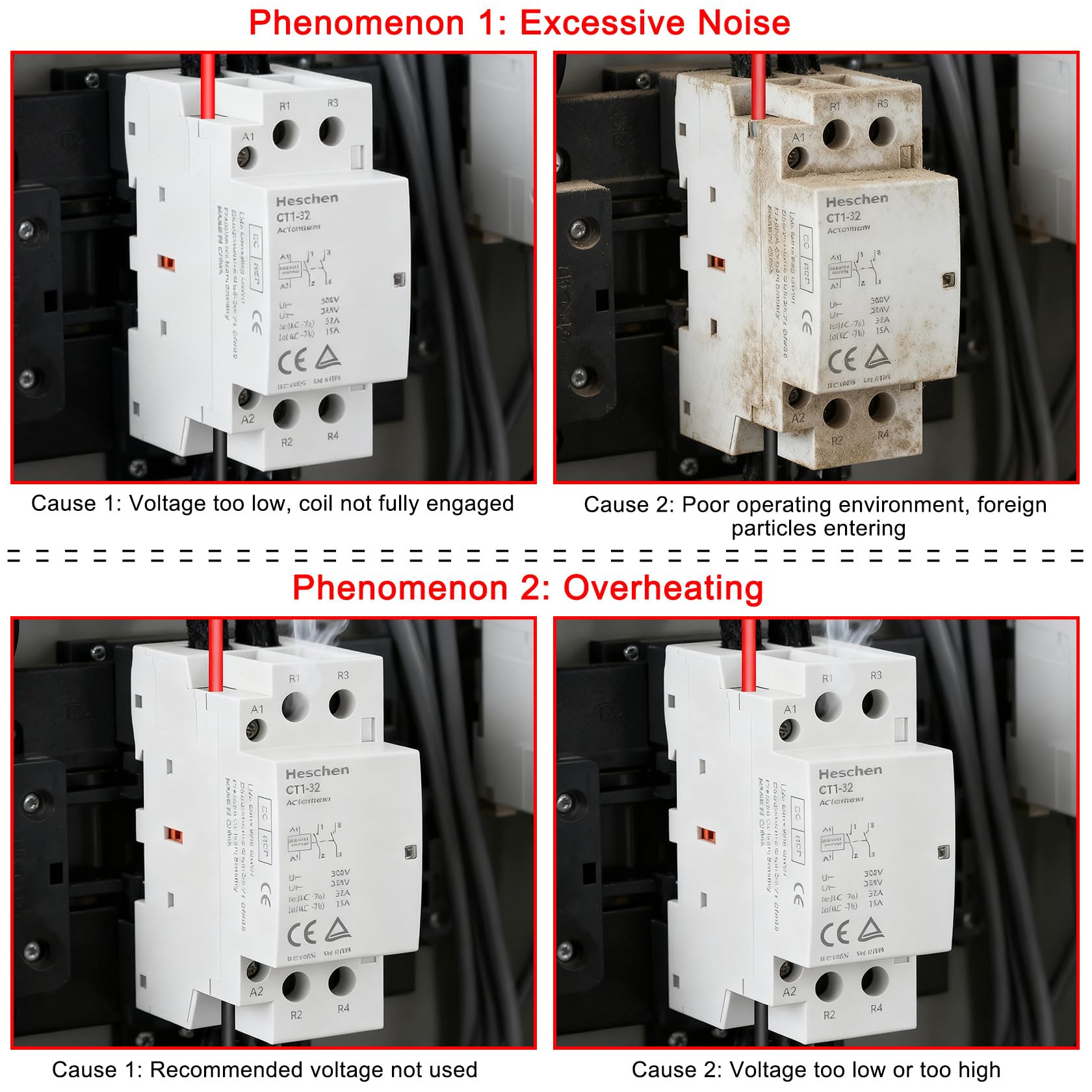 Heschen Contattore AC domestico, CT1-25, 2 poli a due vie normalmente aperti, AC 220 V/230 V di tensione della bobina, montaggio su guida DIN da 35mm | Leroy Merlin