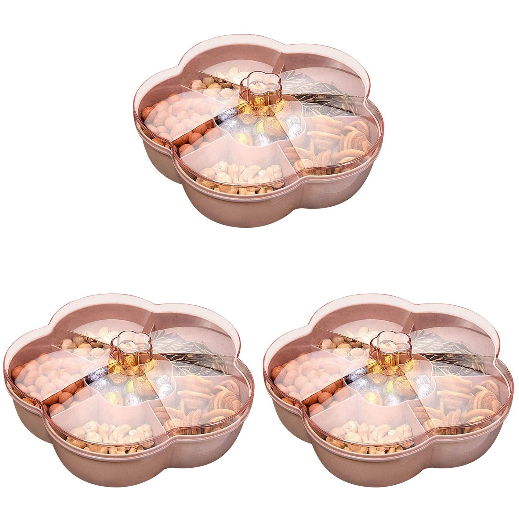 Boîte de rangement pour collations fleur rose x3 avec plateau et couvercle