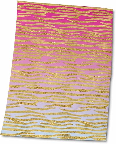3dRose Pink to Blue Gradient Image of Gold Tiger Stripes Pattern - Towels (twl-378528-2)